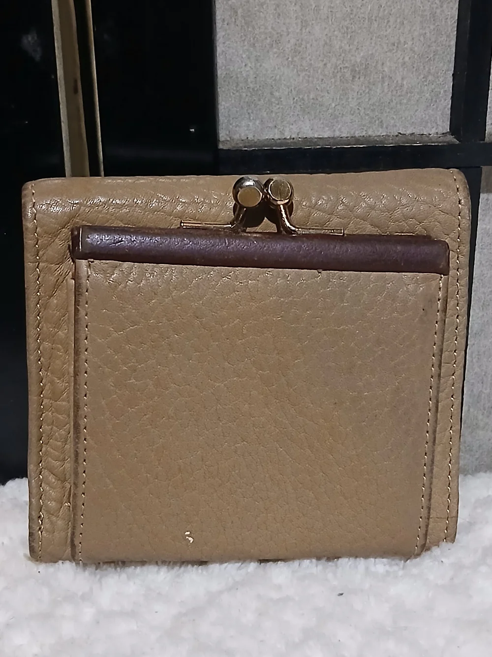 Womens Bi-Fold Leather Wallet in Tan and Brown